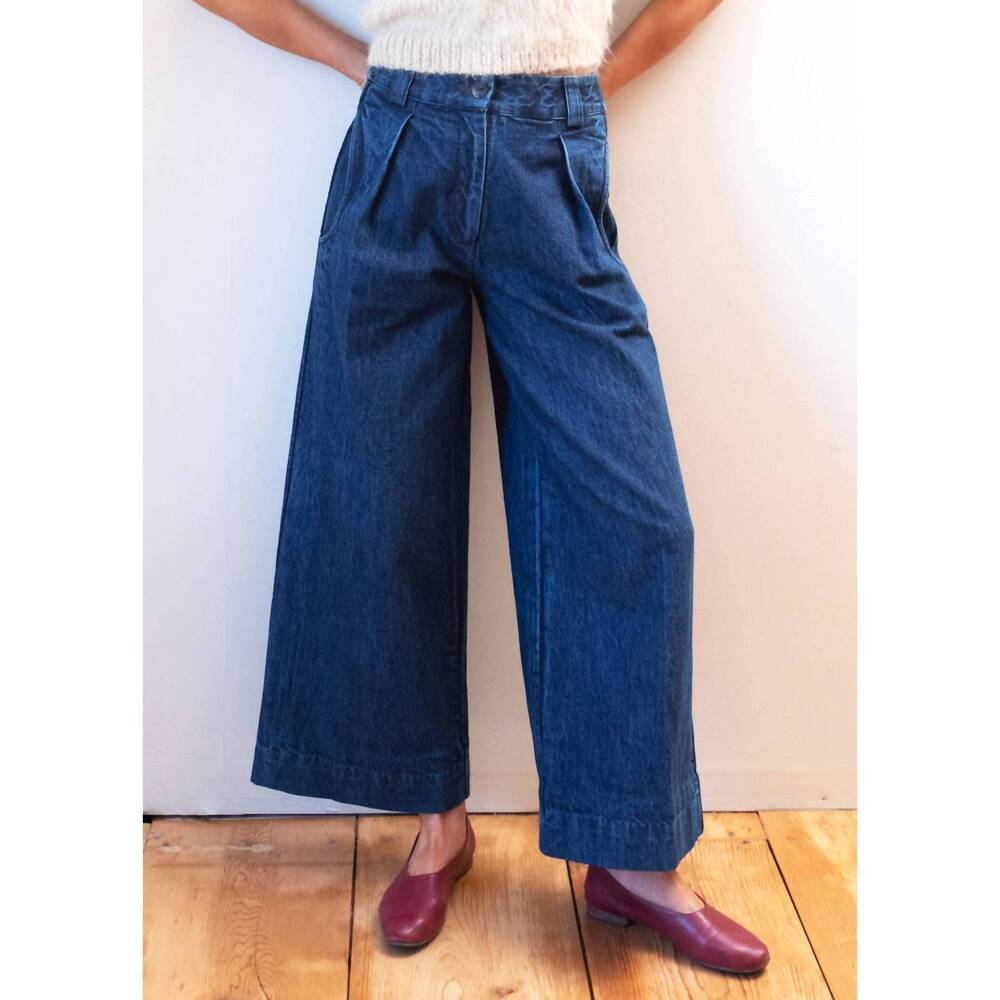 NEW MARIA STANLEY sloane wide-leg trouser in indigo denim organic